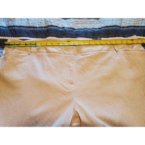 NWT LANE BRYANT Women's Plus Lightweight Trousers Tan/White Stripe Career Sz 28 - Picture 7 of 11